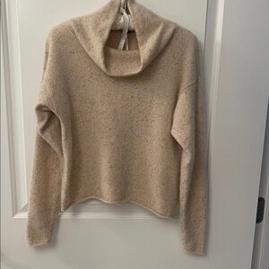 Free People Cashmere Speckled Cream Cowl Neck Sweater